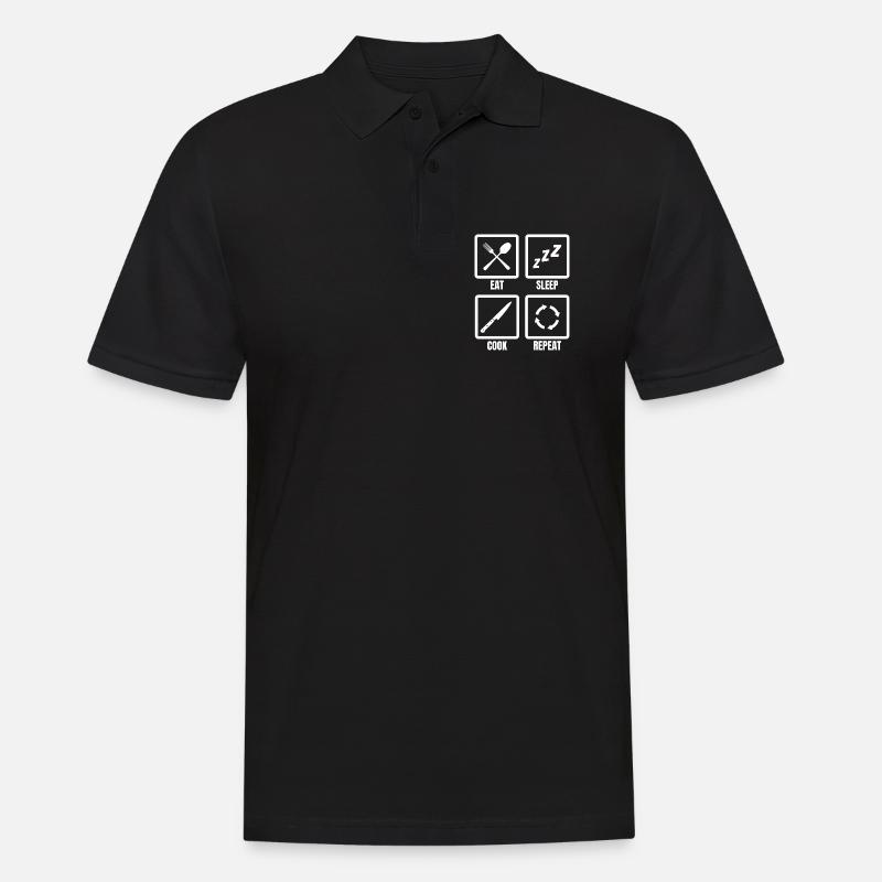 Manger, dormir, cuisiner, répéter - Polo Homme - noir
