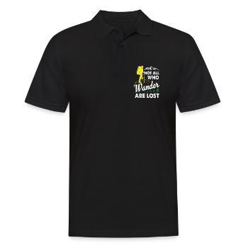 Nicht alle, die wandern, sind verloren - Wander-T-Shirt - Männer Poloshirt - Schwarz - Vorne - Kai (181cm)