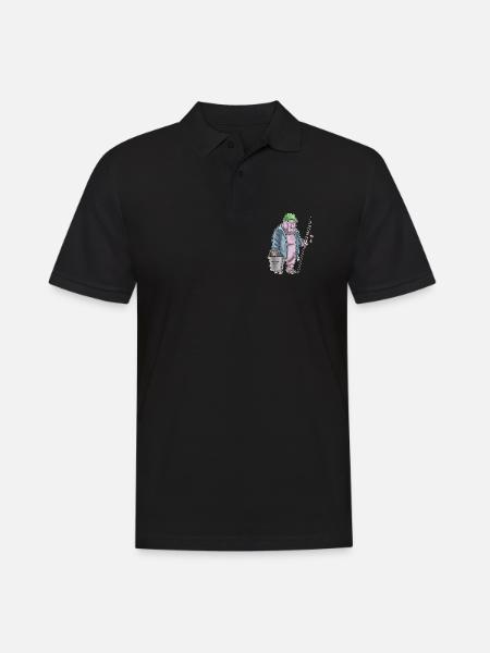 Nilpferd Angler Angelrute Angeln - Männer Poloshirt - Schwarz