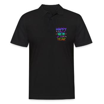 Conception de vœux du Nouvel An avec feux d’artifice et couleurs - Polo Homme - noir - Devant - Kai (181cm)