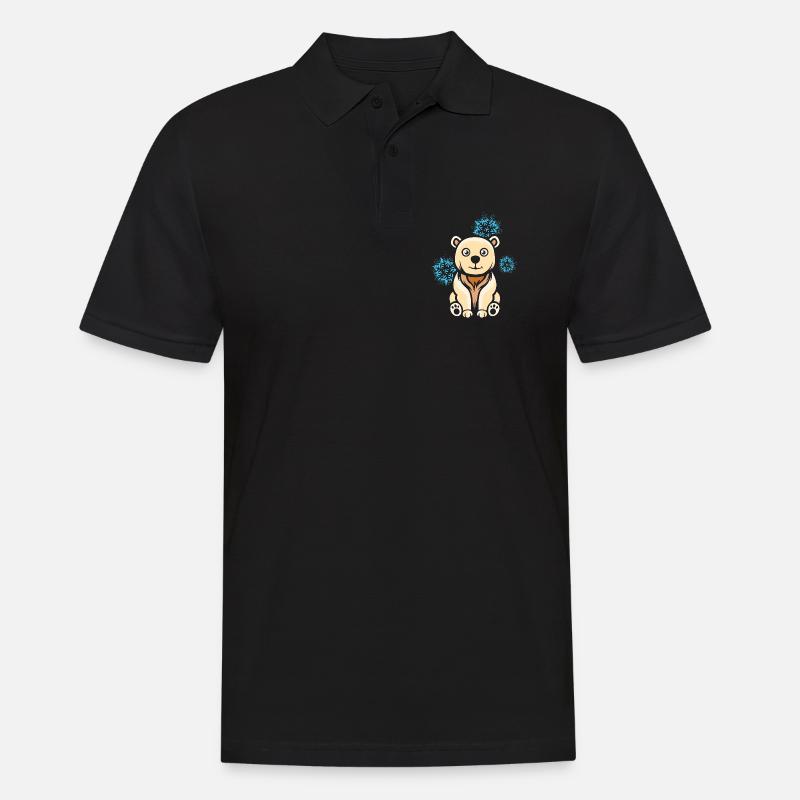 Cartoon Eisbär mit Schneeflocken - Männer Poloshirt - Schwarz