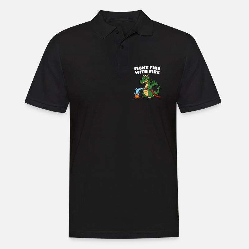 Drachenrettung mit Wasserstrahl - Männer Poloshirt - Schwarz