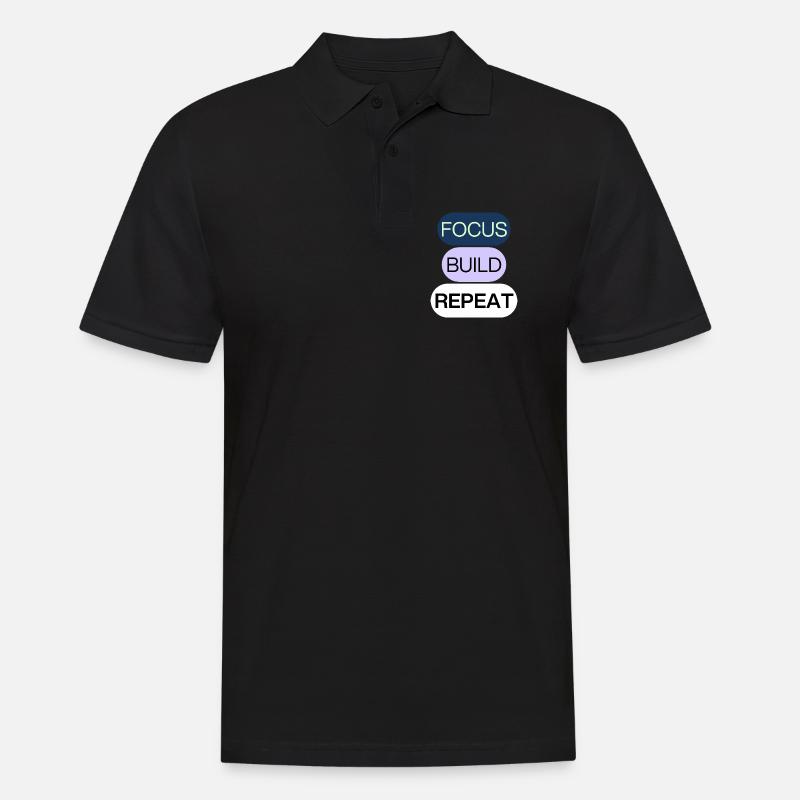 Focus, Build, Repeat – Creator Mindset - Männer Poloshirt - Schwarz