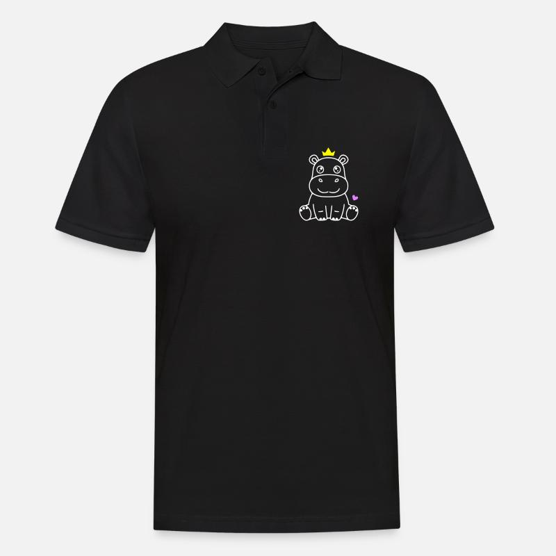 Nilpferd mit Krone Prinz Prinzessin - Männer Poloshirt - Schwarz