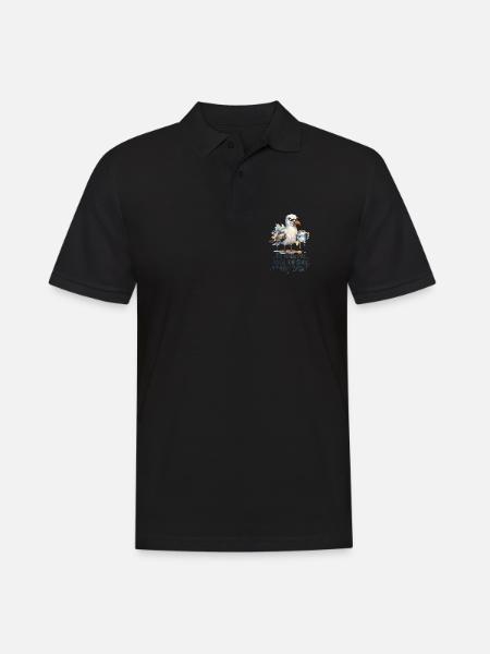 Möwe Kaffee Morgenmuffel - Männer Poloshirt - Schwarz