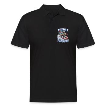 Brillenlangur auf der Zuckerstange - Männer Poloshirt - Schwarz - Vorne - Kai (181cm)