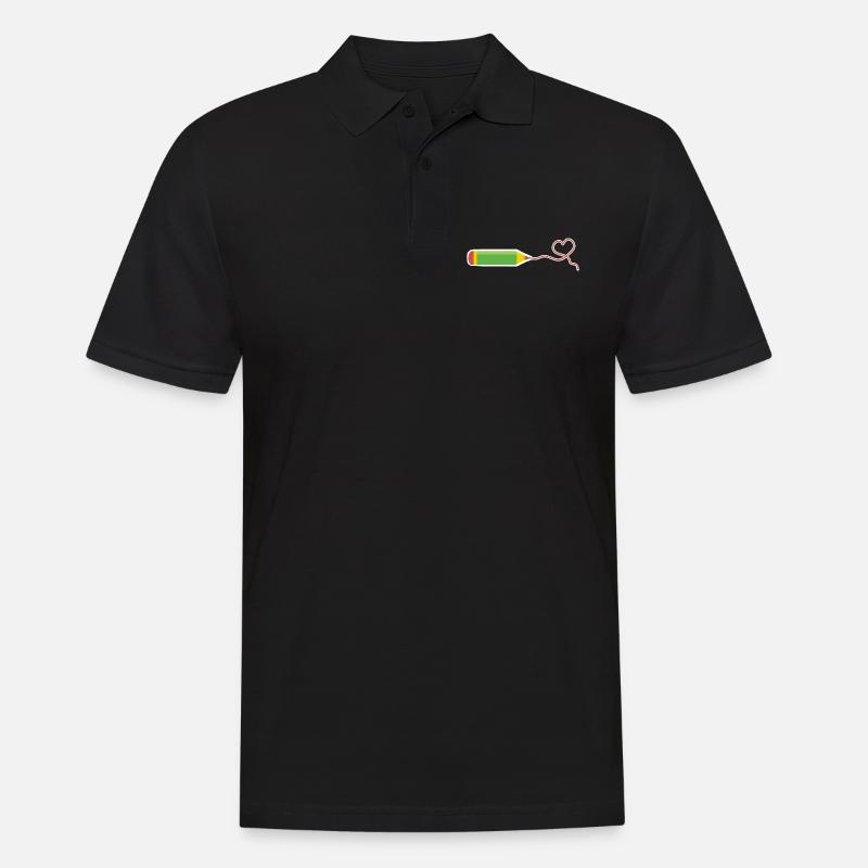 Crayon à dessin avec coeur - Polo Homme - noir