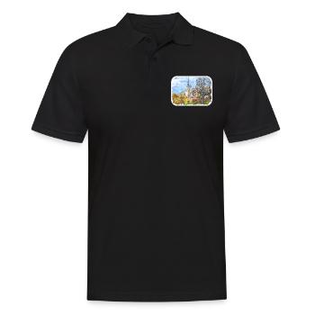 Roumanie Landmark Aquarelle Esquisse Dessin de peinture - Polo Homme - noir - Devant - Kai (181cm)