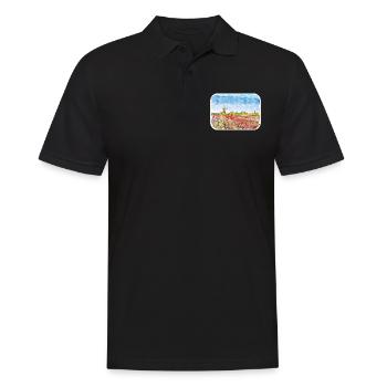 Pays-Bas Aquarelle Esquisse Dessinée Illustration - Polo Homme - noir - Devant - Kai (181cm)