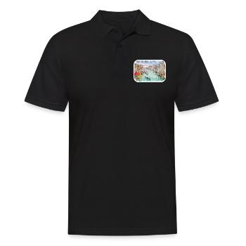 Italy Watercolor Sketch Hand Drawn Illustration - Men's Polo Shirt - black - Front - Kai (181cm)
