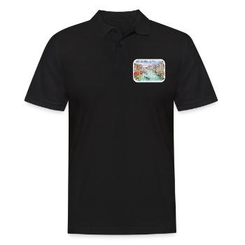 Italy Watercolor Sketch Hand Drawn Illustration - Men's Polo Shirt - black - Front - Kai (181cm)