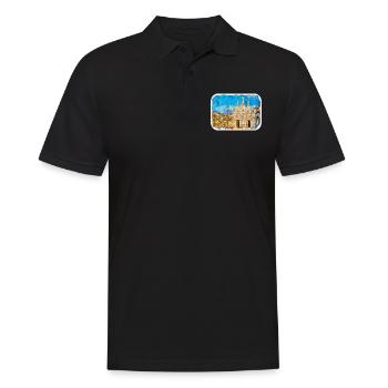 Italy Watercolor Sketch Hand Drawn Illustration - Men's Polo Shirt - black - Front - Kai (181cm)