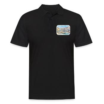 Venedig Italien Aquarellskizze Gezeichnete Illustration - Männer Poloshirt - Schwarz - Vorne - Kai (181cm)