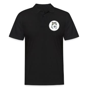 Alaskan Husky Hund Aquarell Skizze Illustration - Männer Poloshirt - Schwarz - Vorne - Kai (181cm)