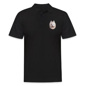Samoyed Dog Aquarelle Sketch Illustration - Polo Homme - noir - Devant - Kai (181cm)