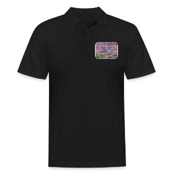 Chicago USA Aquarell Skizze gezeichnete Illustration - Männer Poloshirt - Schwarz - Vorne - Kai (181cm)