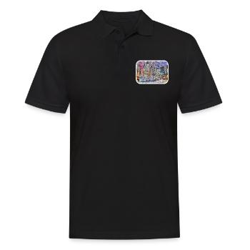 Chicago USA Aquarell Skizze gezeichnete Illustration - Männer Poloshirt - Schwarz - Vorne - Kai (181cm)