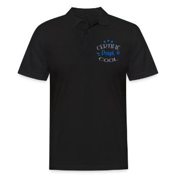 Certifié Papi Cool Cadeau Fête Des Grands-Pères - Polo Homme - noir - Devant - Kai (181cm)