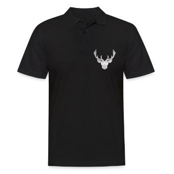 Brille mit Hirsch in silber und weiß zur Tracht - Männer Poloshirt - Schwarz - Vorne - Kai (181cm)