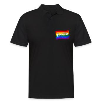 Gay Pride Berlin Germany rainbow flag LGBT LGBTQ - Men's Polo Shirt - black - Front - Kai (181cm)