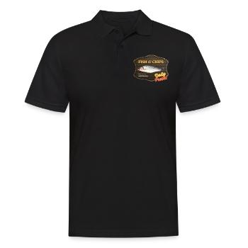 Fish and Chips, Daily Fresh - Männer Poloshirt - Schwarz - Vorne - Kai (181cm)