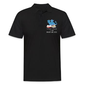 Drache Drache und Buch Drachenliebhaber Geschenk - Männer Poloshirt - Schwarz - Vorne - Kai (181cm)