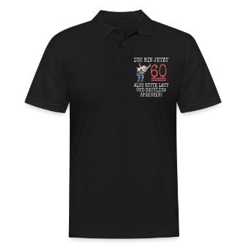 Lustig 60. Geburtstag Mann Ich bin 60 Pommesgabel - Männer Poloshirt - Schwarz - Vorne - Kai (181cm)