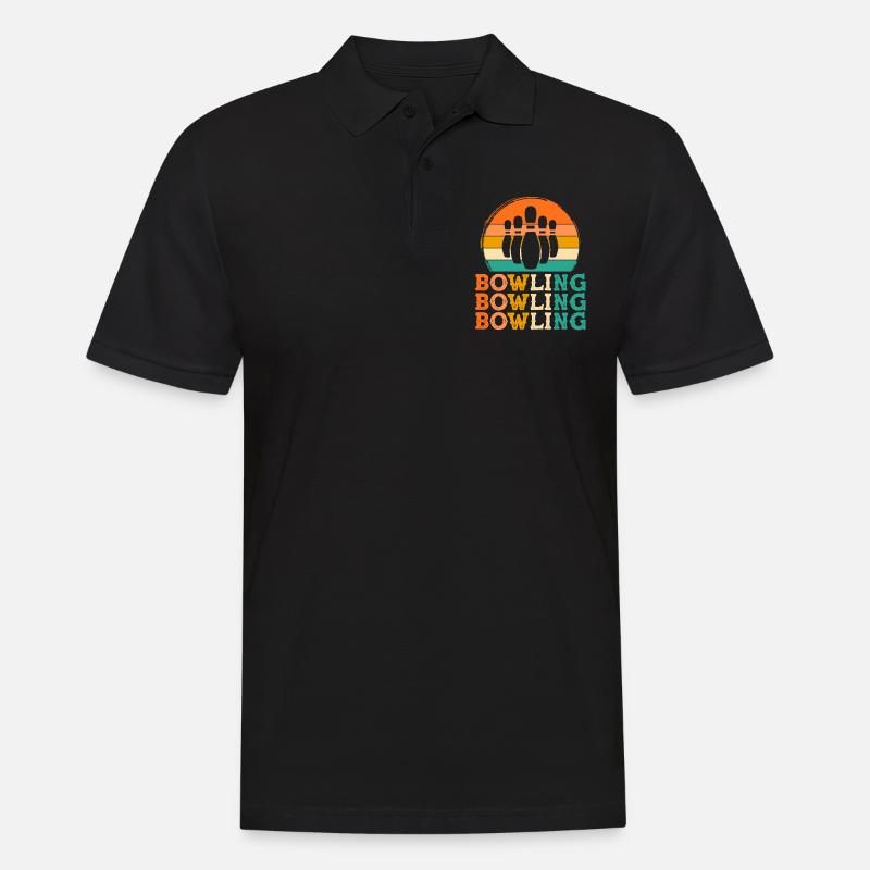 Bowling Retro Design Bowling Geschenk - Männer Poloshirt - Schwarz