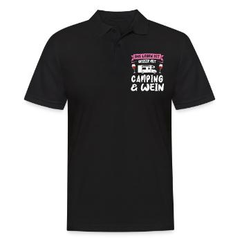Campen Wein Camper Geschenk - Männer Poloshirt - Schwarz - Vorne - Kai (181cm)