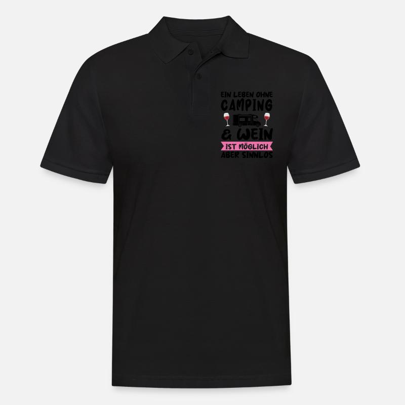 Campen Wein Campingplatz Geschenk - Männer Poloshirt - Schwarz