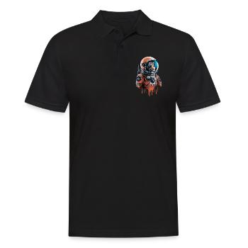 Weltraumaffe Erkundet Das Universum - Männer Poloshirt - Schwarz - Vorne - Kai (181cm)