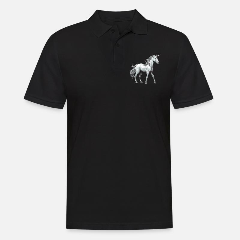 Einhorn Tier - Männer Poloshirt - Schwarz