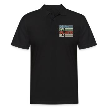 Ehemann Papa Grillmeister Held - Männer Poloshirt - Schwarz - Vorne - Kai (181cm)