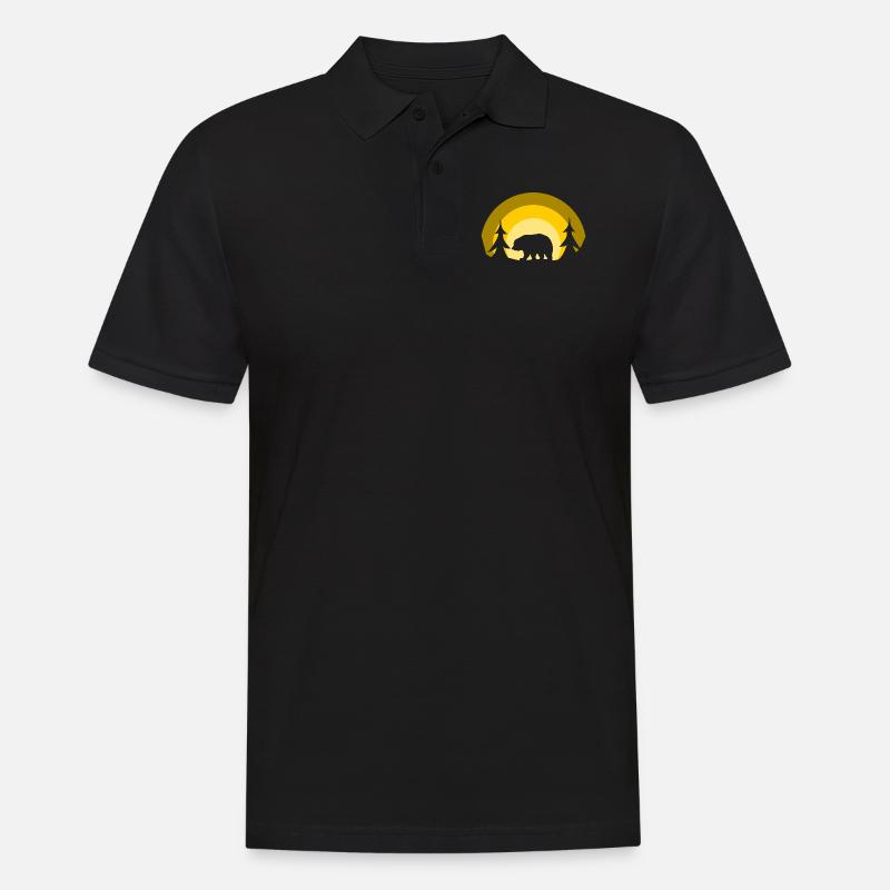 Bär im Wald - Männer Poloshirt - Schwarz