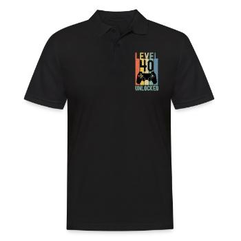Level 40 Entsperrt lustige sammonte Spiele - Männer Poloshirt - Schwarz - Vorne - Kai (181cm)