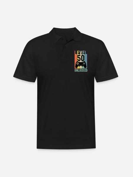 Level 50 Unlocked Funny Gaming - Men's Polo Shirt - black