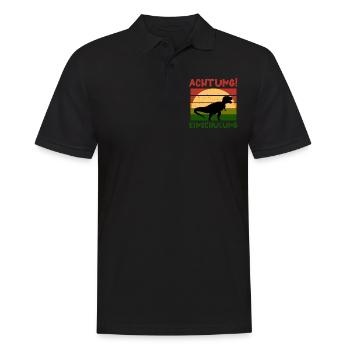 Achtung Einschulung Dino Schulbeginn T shirt - Männer Poloshirt - Schwarz - Vorne - Kai (181cm)
