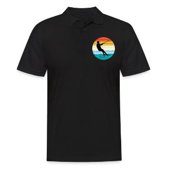 Barfuß Skifahren Wassersport Vintage Retro - Männer Poloshirt - Schwarz - Vorne - Kai (181cm)