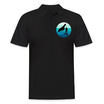 Wing Foiling Hydrofoil Surfen Surf Wassersport - Männer Poloshirt - Schwarz - Vorne - Kai (181cm)