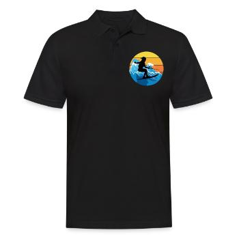 Vintage Retro Water Skiing Ski Water sport - Men's Polo Shirt - black - Front - Kai (181cm)