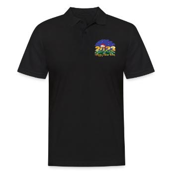 Noël 2023 Nouvel An 2023 Bonjour Nouvel An 2023 - Polo Homme - noir - Devant - Kai (181cm)