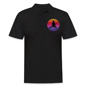 Basse Guitariste Musicien Bassiste Vintage Retro - Polo Homme - noir - Devant - Kai (181cm)