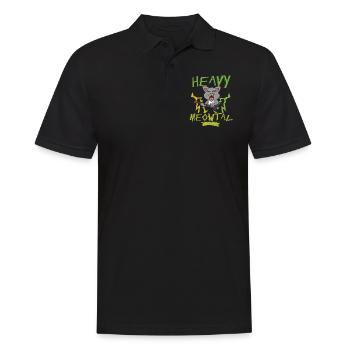 Cute Cat Heavy Meow Metal Music Lover Guitar Kid - Männer Poloshirt - Schwarz - Vorne - Kai (181cm)