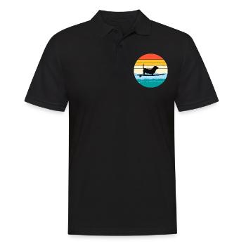 Basset Hound Owner Dog Surfing Surfboard Retro - Men's Polo Shirt - black - Front - Kai (181cm)