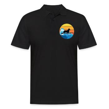 Cardigan Welsh Corgi Dog Surfing Vintage Retro - Men's Polo Shirt - black - Front - Kai (181cm)