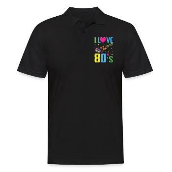 Heart Love 80s Carnival 80s Retro Party 1980 - Men's Polo Shirt - black - Front - Kai (181cm)