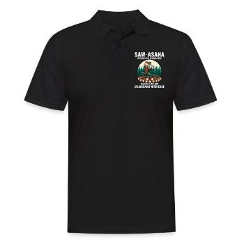 Lumberjack Woodworker Woodcutter Yoga Pose Funny - Men's Polo Shirt - black - Front - Kai (181cm)