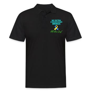 Down-Syndrom-Bewusstsein Joyful Extra Chromosom - Männer Poloshirt - Schwarz - Vorne - Kai (181cm)