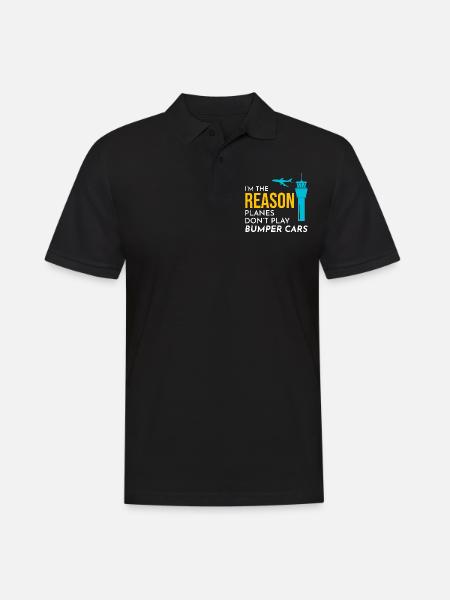 Fluglotse ATC Aviation Humor Flugzeug - Männer Poloshirt - Schwarz