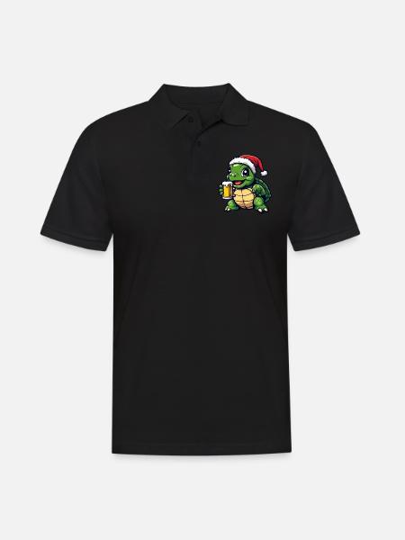 Turtle Christmas Beer Funny - Men's Polo Shirt - black